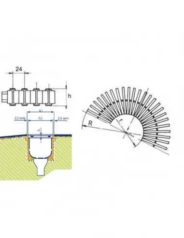 Kratka do basenu do rynny przelewowej łuk 295x22mm 28658 Astralpool