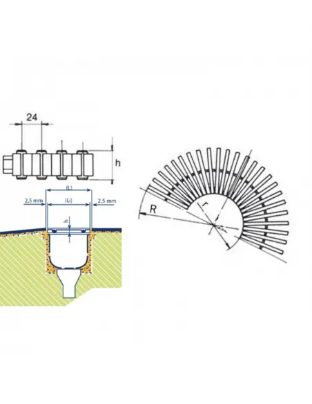 Kratka do basenu do rynny przelewowej łuk 335x22mm 28659 Astralpool