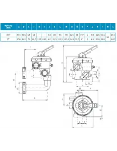 Zawór 6-drogowy boczny do filtra basenowego z przyłączami CLASSIC 1 1/2" Astral Pool - 20569 2