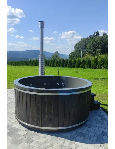 Balia ogrodowa CISA z piecem zewnętrznym na drewno i hydromasażem