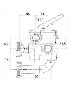 Zawór 6-drogowy boczny do filtra basenowego z przyłączami CLASSIC 1 1/2" -73950 2
