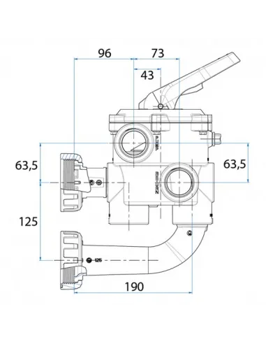 Zawór 6-drogowy boczny do filtra basenowego 1 i 1/2" Astral Pool 74999  biały