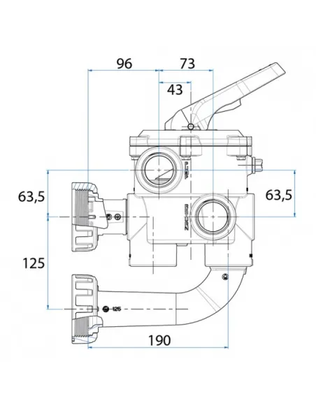 Zawór 6-drogowy boczny do filtra basenowego 1 i 1/2" Astral Pool 74999  biały