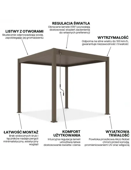 Pergola aluminium Orion 3 x 3m Taupe