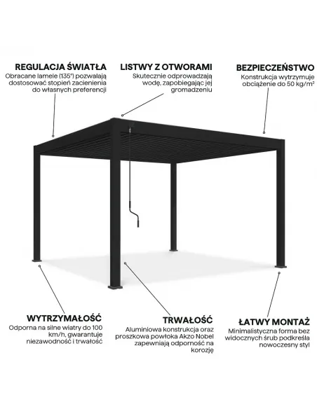Pergola aluminium Orion 3,6x4m Anthracite 4 nogi