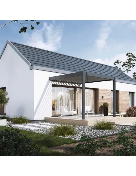 Pergola aluminium Orion 3 x 3m Anthracite/ Light grey przyścienna
