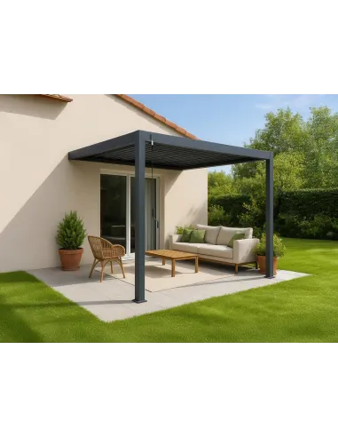 Pergola aluminium Orion 3x4m Anthracite przyścienna 2 nogi