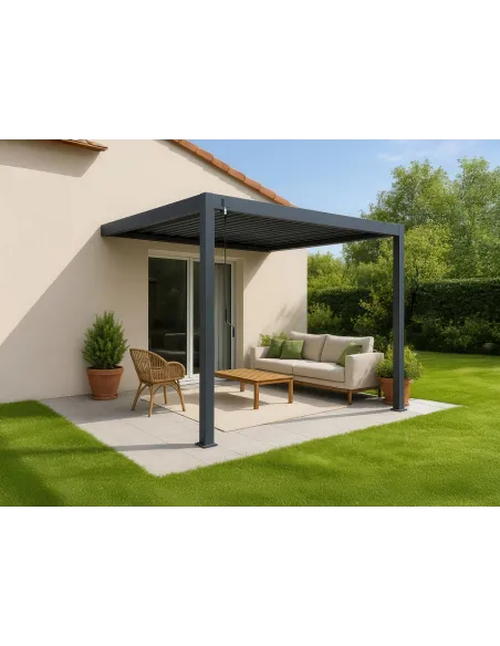 Pergola aluminium Orion 3x4m Anthracite przyścienna 2 nogi