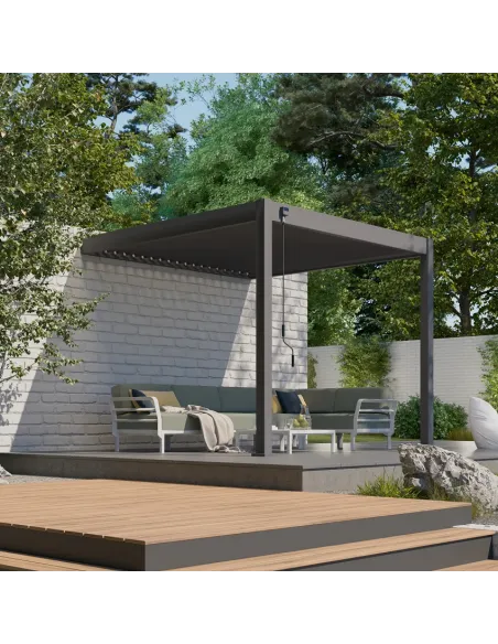 Pergola aluminium Orion 3x4m Anthracite przyścienna 2 nogi