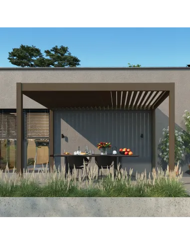 Pergola aluminium Orion 3x4m Taupe przyścienna 2 nogi