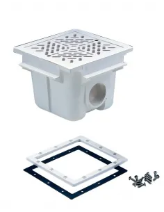 Odpływ denny kwadrat 210mm biały baseny foliowe (00273)