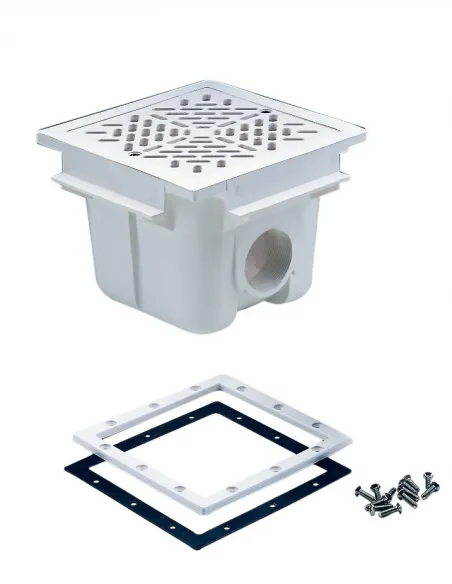 Odpływ denny kwadrat 210mm biały baseny foliowe (00273)